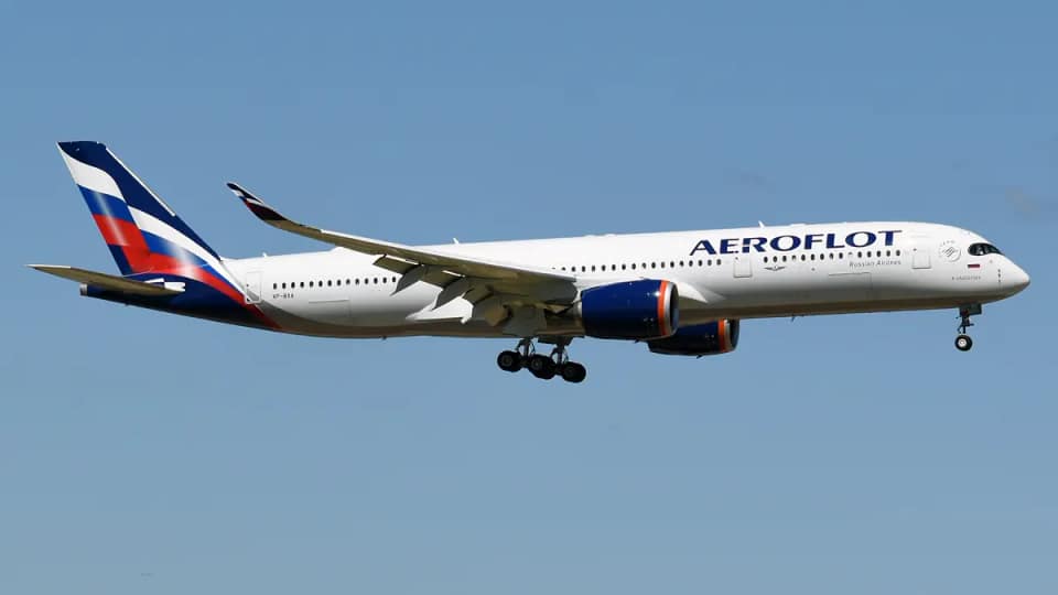 Un avion d'Aeroflot à l'atterrissage